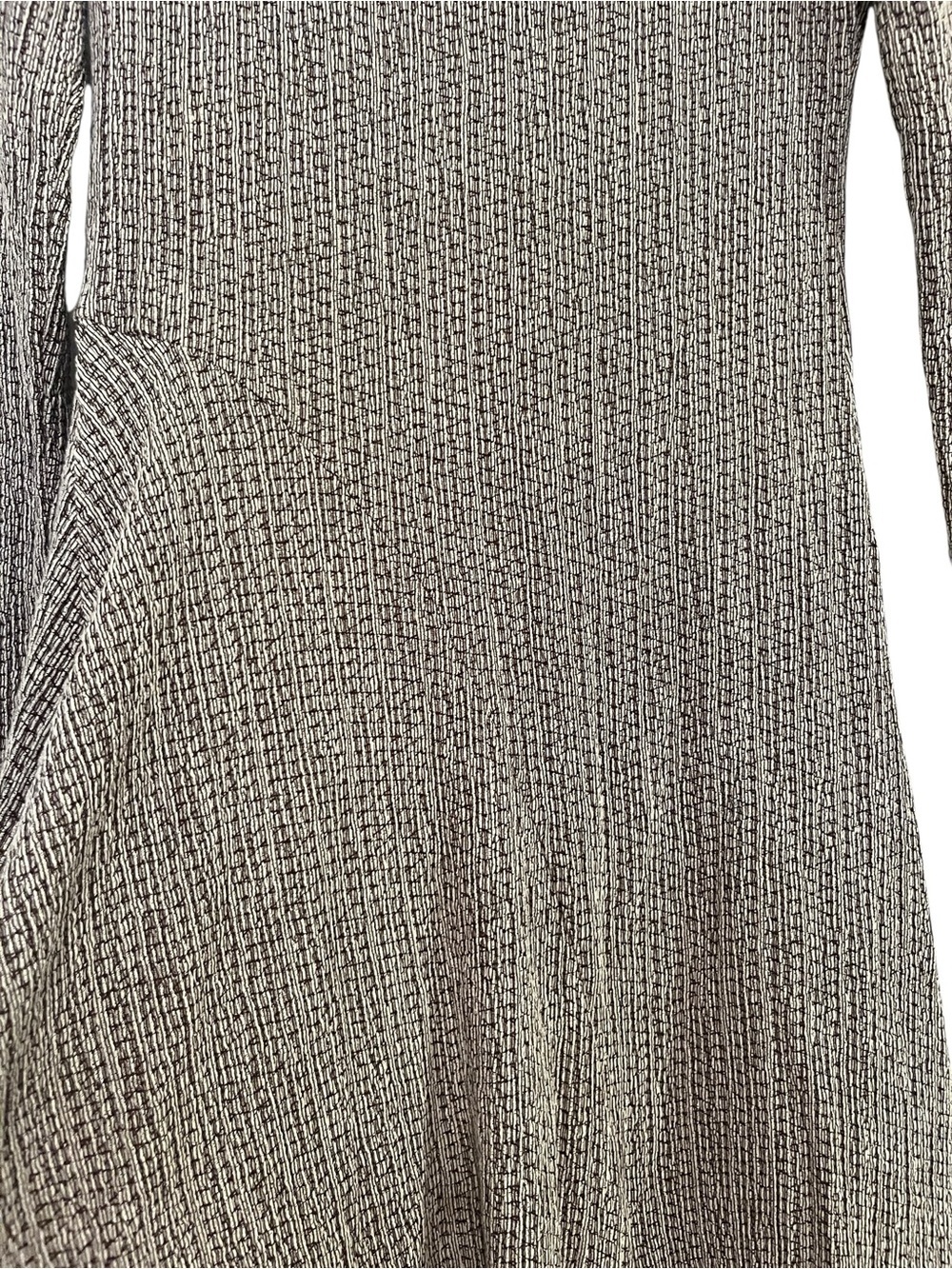 ZARA Asymmetrical Long Sleeve Ribbed Maxi Dress brown Mocha Ecru Sz M - Picture 4 of 11